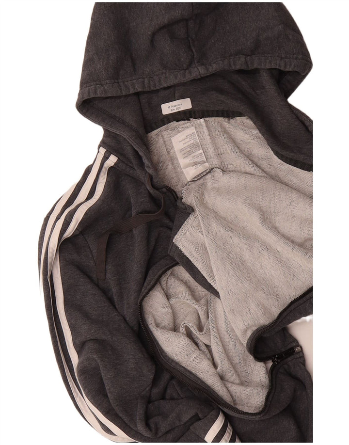 ADIDAS Mens Zip Hoodie Sweater Small Grey Cotton