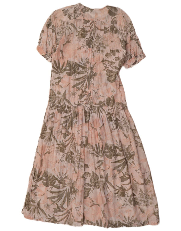 Vintage Damen Maxikleid EU 34/36 XS Rosa Blumen Modal