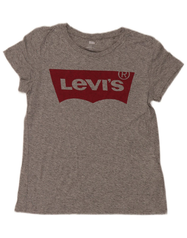 Levi's Womens Graphic T-Shirt Top UK 10 Small Grey Flecked Cotton