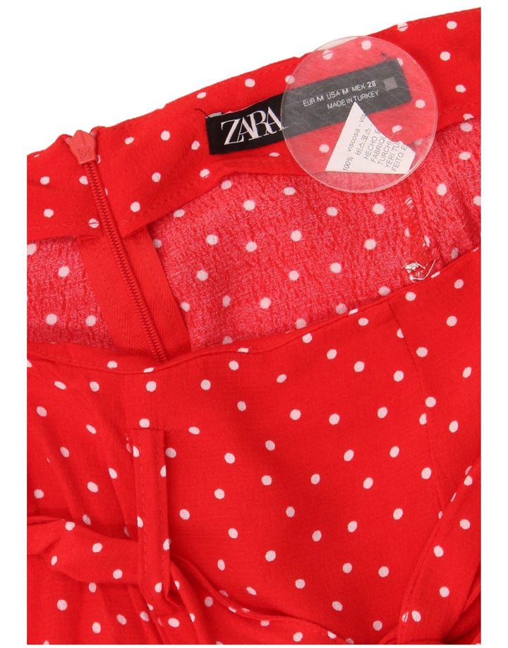 Zara Dame Mini-nederdel Medium W28 Rød Plettet Viscose