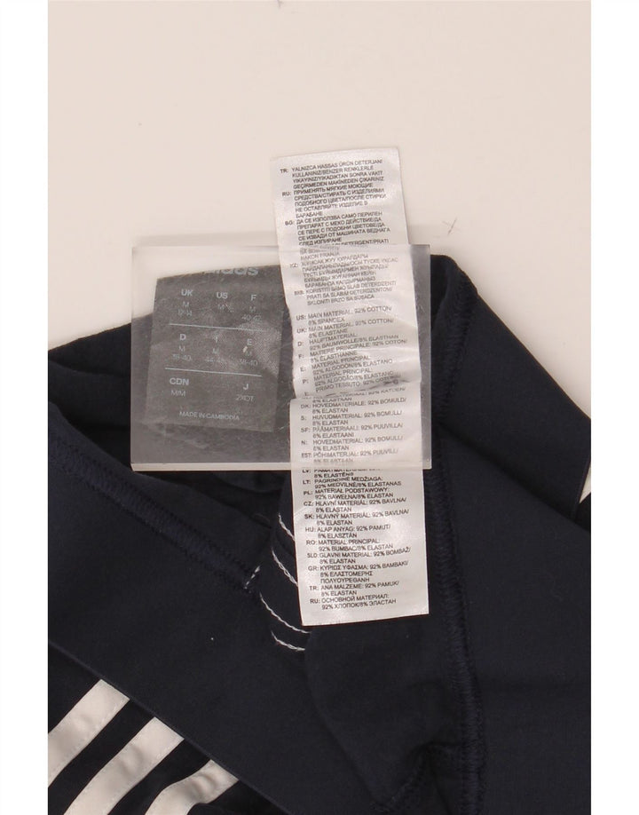 ADIDAS Womens Leggings UK 12/14 Medium  Navy Blue Cotton