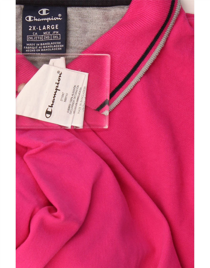 CHAMPION Mens Polo Shirt 2XL Pink Cotton
