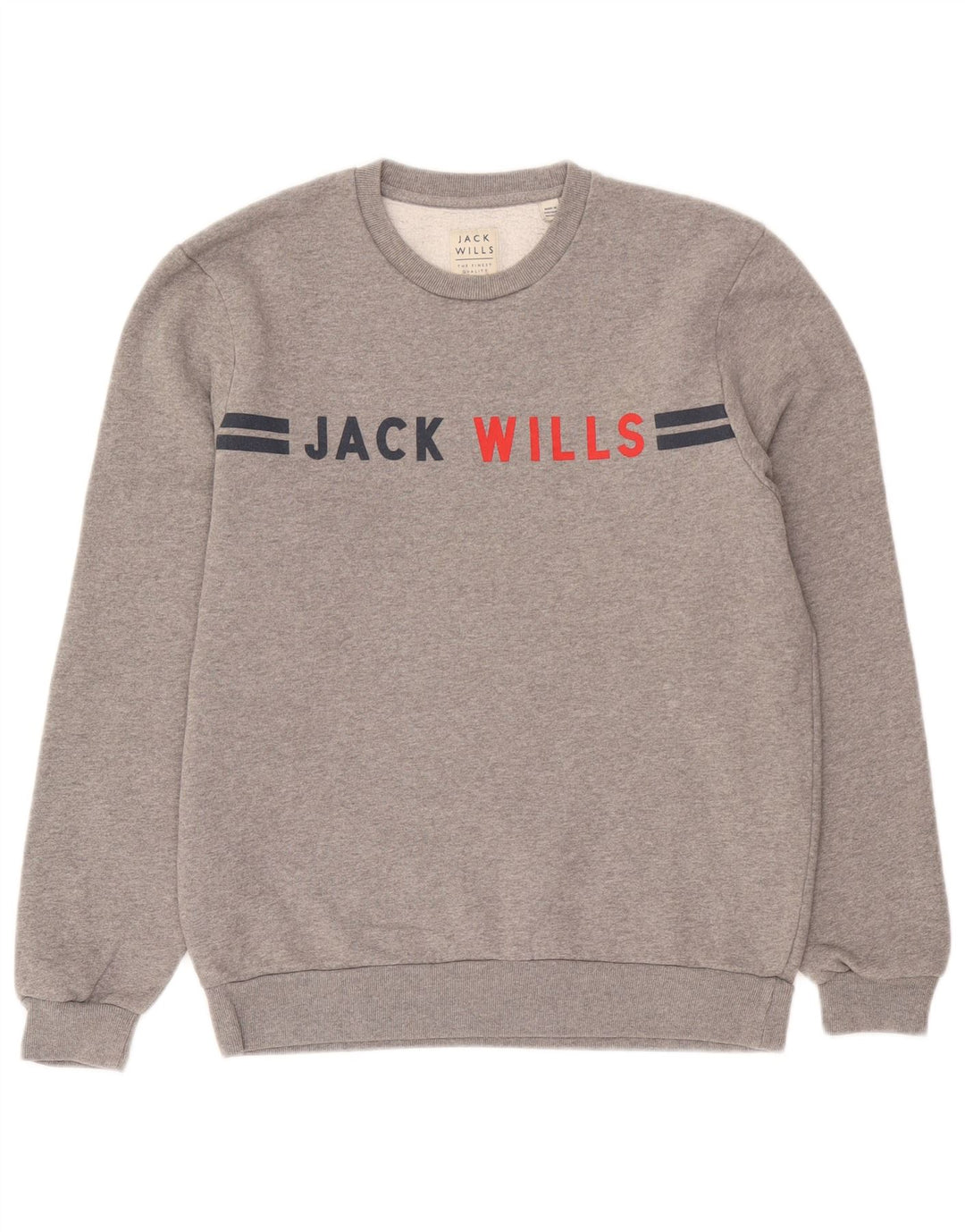 Jack Wills Herre Grafisk Sweatshirt Jumper Medium Grey Flecked Bomuld