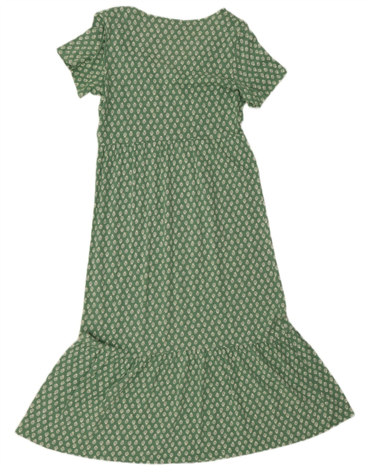 White Stuff Womens Maxi Dress UK 12 Medium Green Floral Cotton