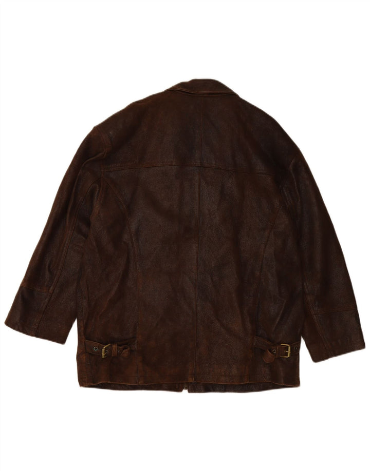 VINTAGE Mens Leather Jacket UK 40 Large Brown Leather