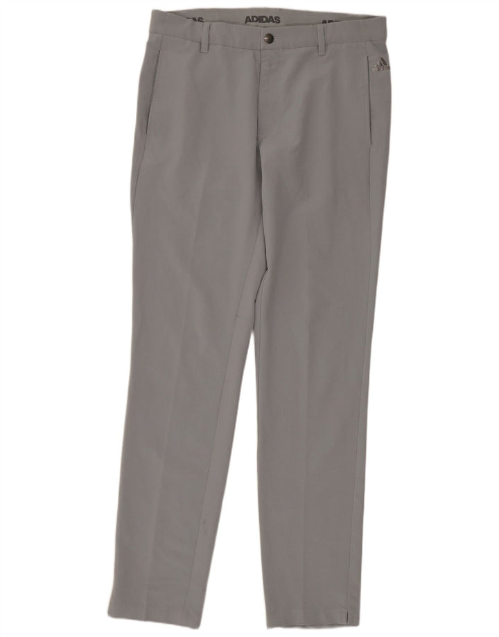 Adidas Womens Slim Chino Trousers W32 L34 Grey Polyester