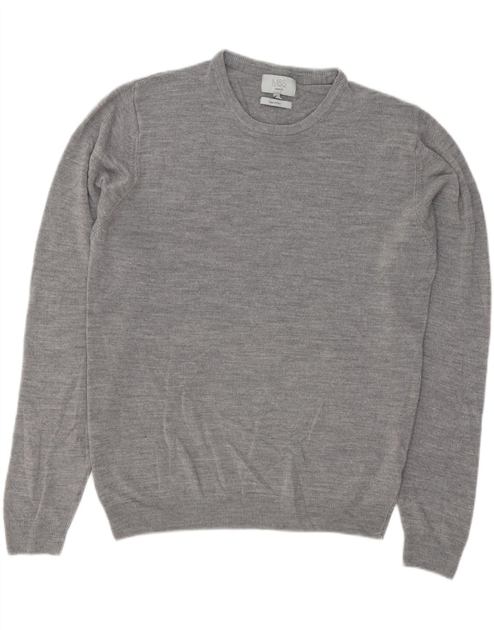 Marks & Spencer Mens Regular Fit Crew Neck Jumper Sweater Large Grey