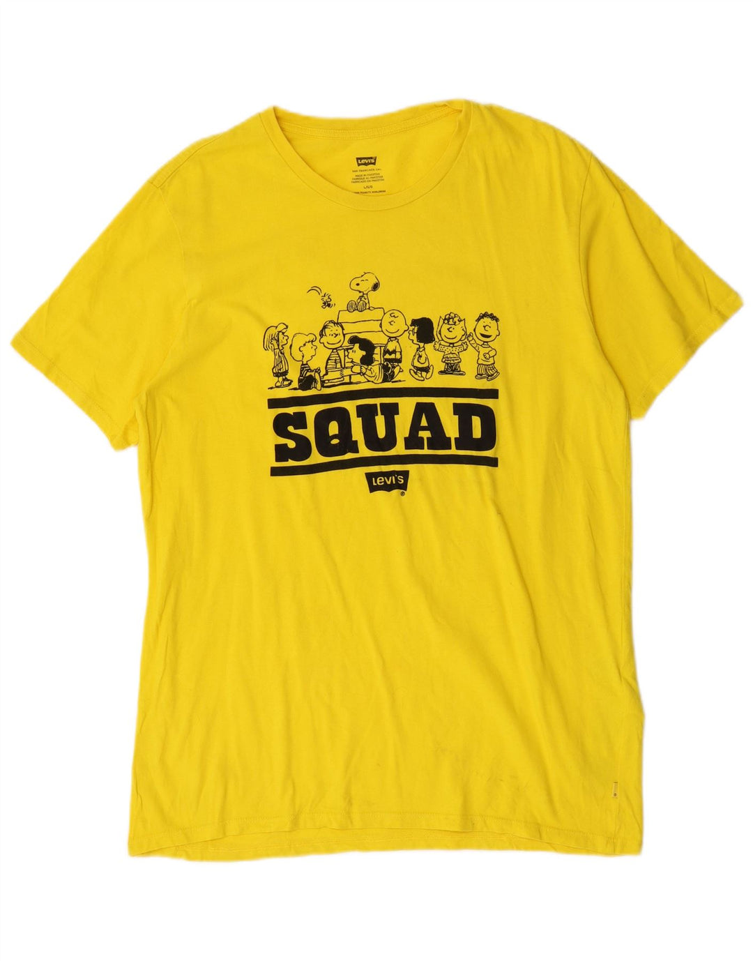 Levi's Mens Peanuts Graphic T-Shirt Top Large Yellow Cotton