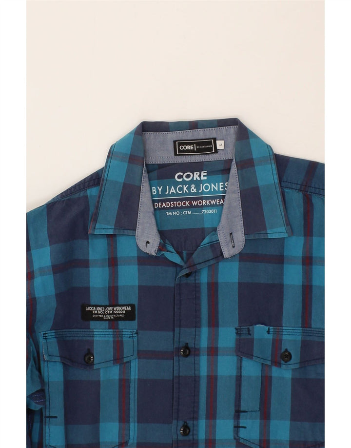 JACK & JONES Mens Shirt Large Blue Check Cotton Vintage Jack & Jones and Second-Hand Jack & Jones from Messina Hembry 