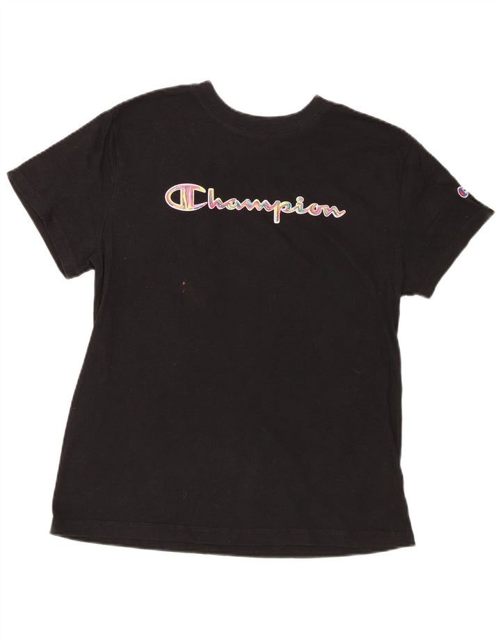 Champion Womens Graphic T-Shirt Top UK 12 Medium Black