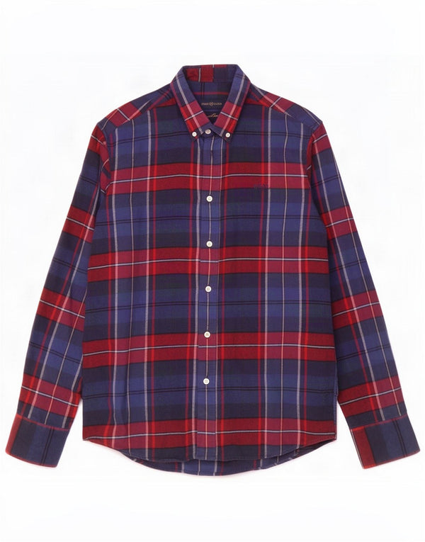 Henri Lloyd Mens Regular Fit Flannel Shirt Large Navy Blue Check Cotton