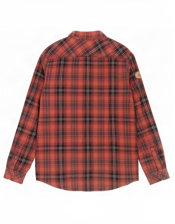Camisa masculina de flanela Volcom XL laranja xadrez