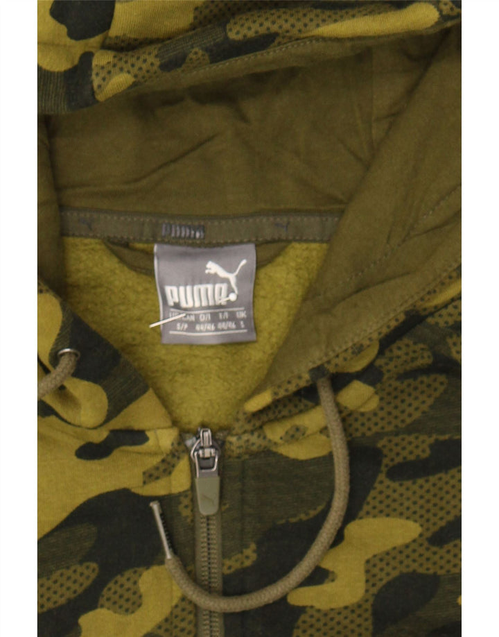 PUMA Mens Zip Hoodie Sweater Small Khaki Camouflage Vintage Puma and Second-Hand Puma from Messina Hembry 