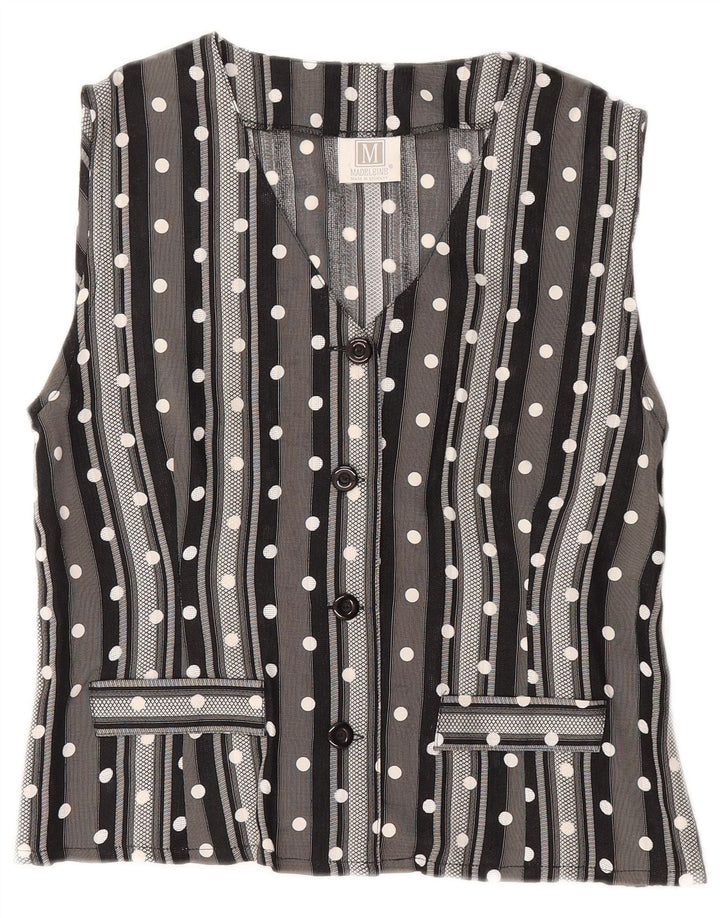 MADELEINE Womens Waistcoat UK 14 Medium Grey Striped