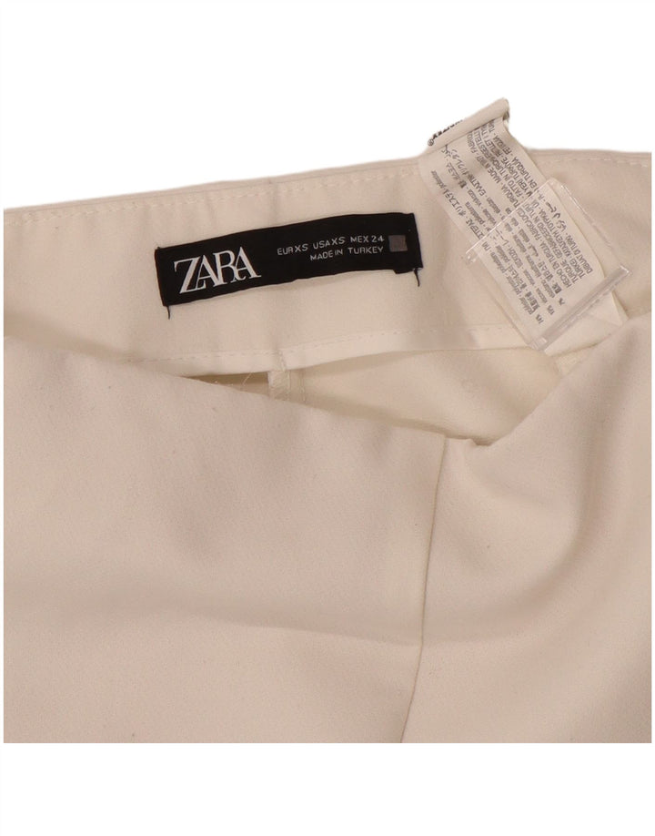 ZARA Womens High Rise Shorts XS W25  White Polyester