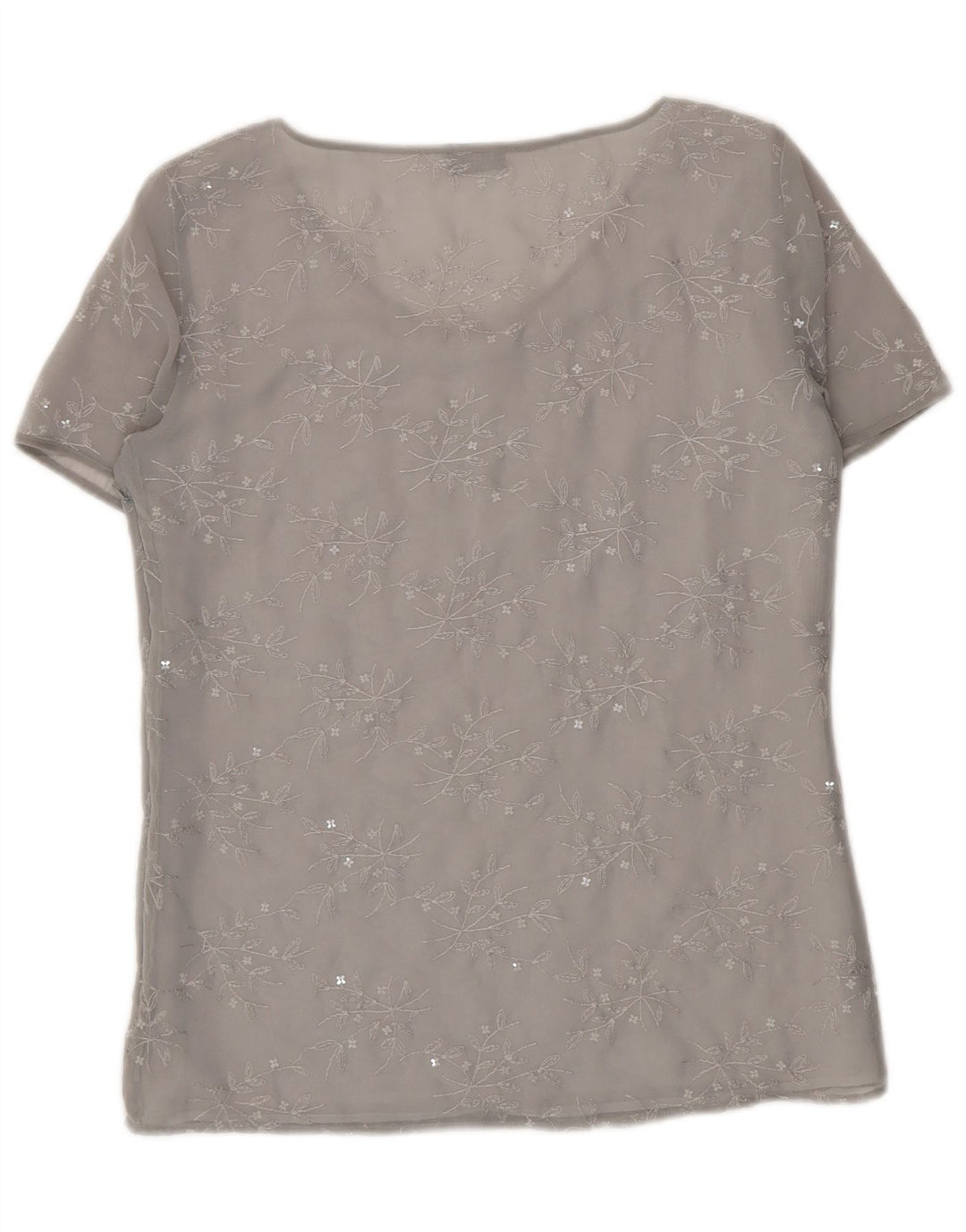 Marella Γυναικεία See Through Μπλούζα Τοπ UK 14 Large Grey Floral Polyester