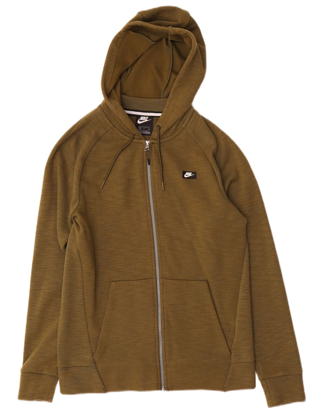 Nike Mens Zip Hoodie Sweater Small Khaki Cotton