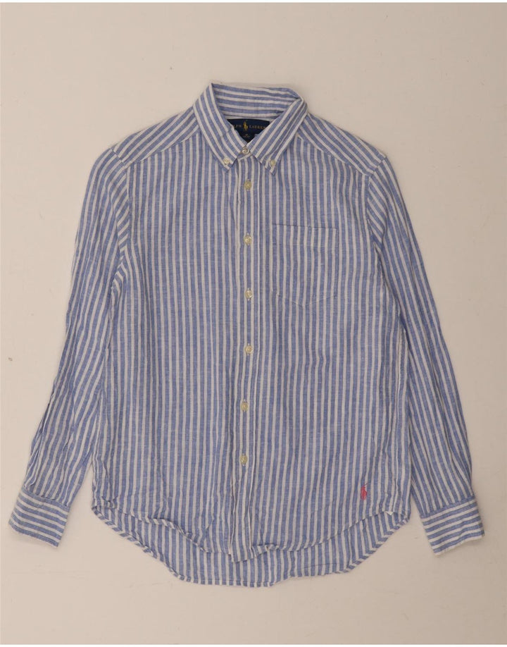 Ralph Lauren Boys Shirt 10-11 Years Medium Blue Striped Linen