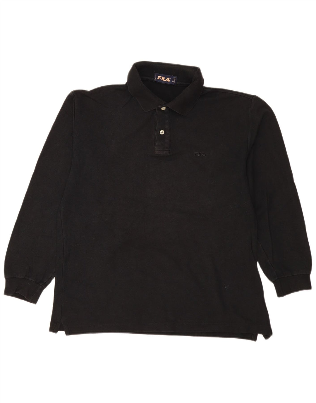 Fila Mens Long Sleeve Polo Shirt IT 50 Medium Black Cotton