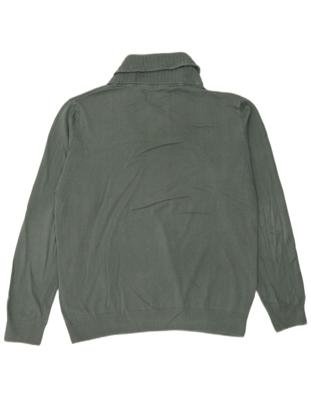 Zara Mens Shawl Neck Jumper Sweater Large Green Cotton