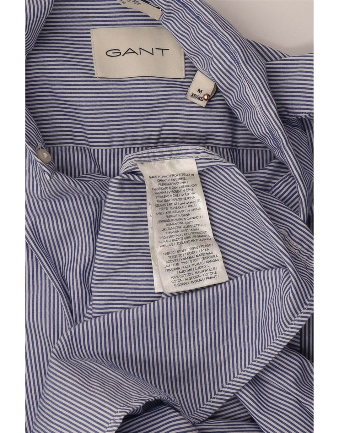 GANT Herreskjorte str. 39/40 Medium Blue Pinstripe Bomuld