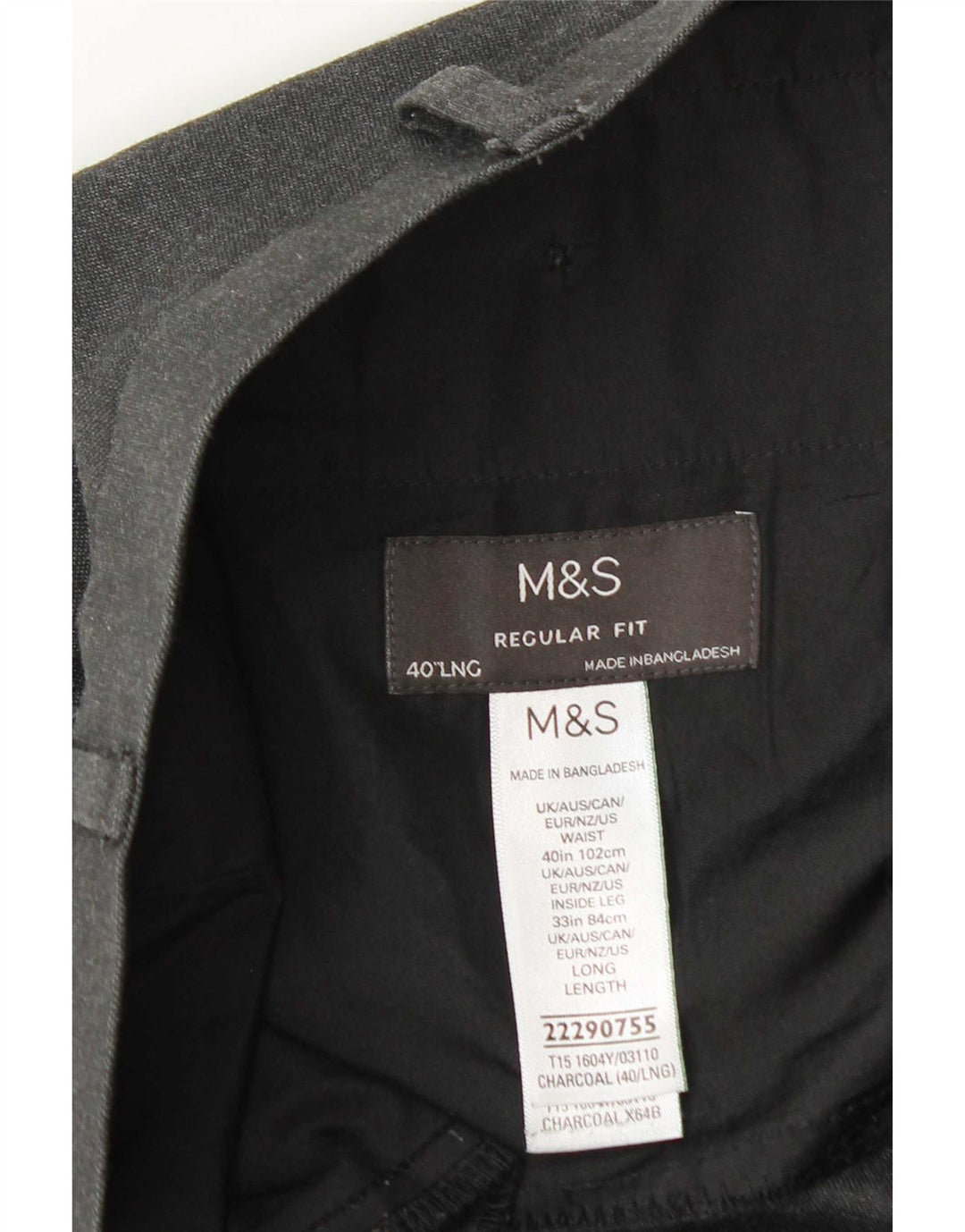 Marks & Spencer Mens Regular Chino Trousers W40 L33 Grey Polyester