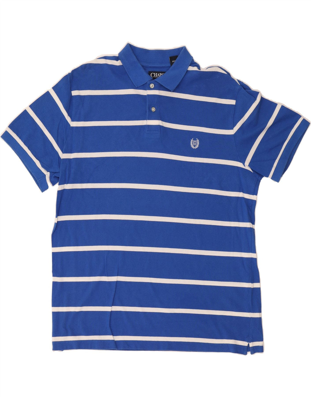 CHAPS Mens Polo Shirt XL Blue Striped Cotton Vintage Chaps and Second-Hand Chaps from Messina Hembry 