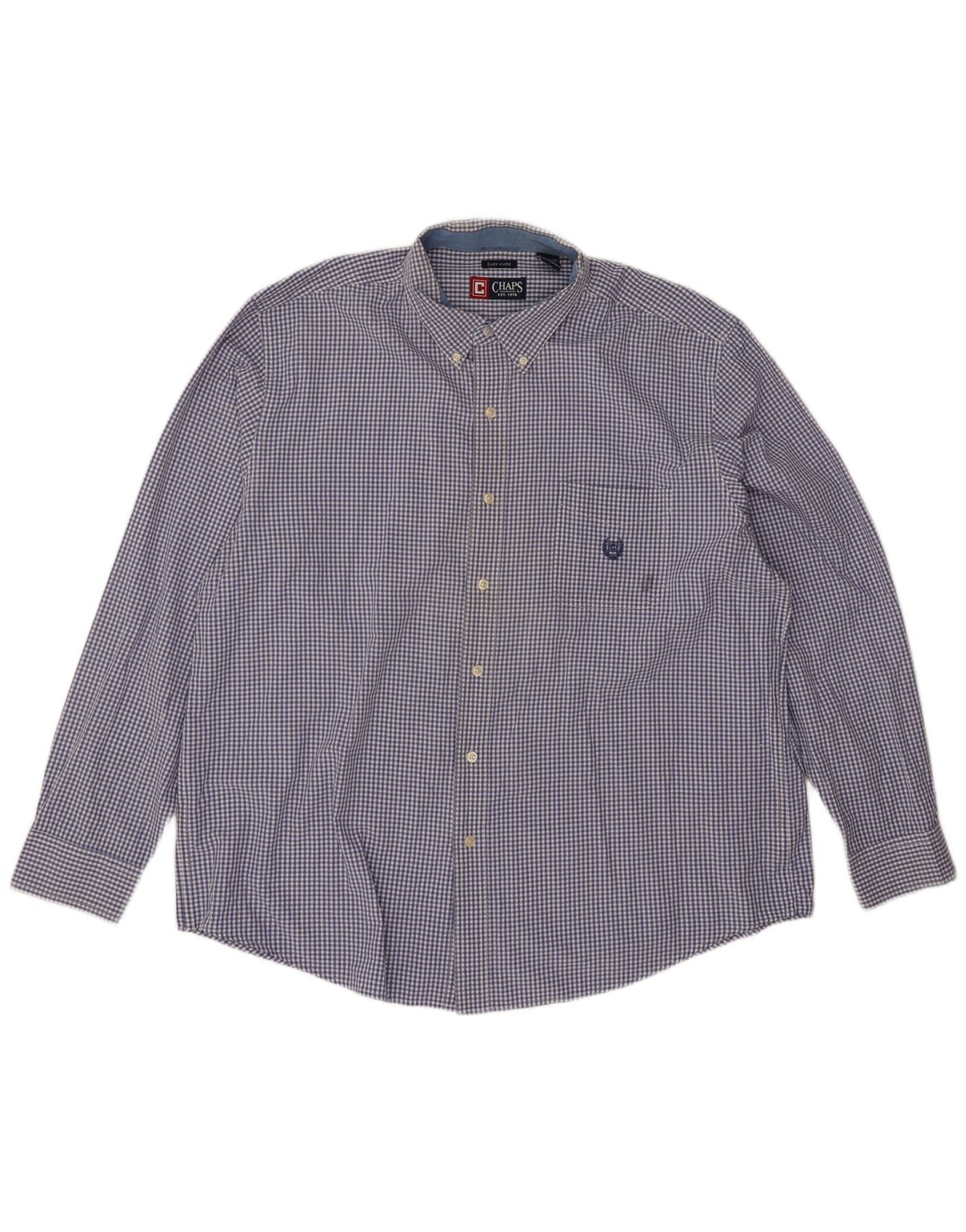 Chaps Herrenhemd 2XL, blau kariert, Baumwolle