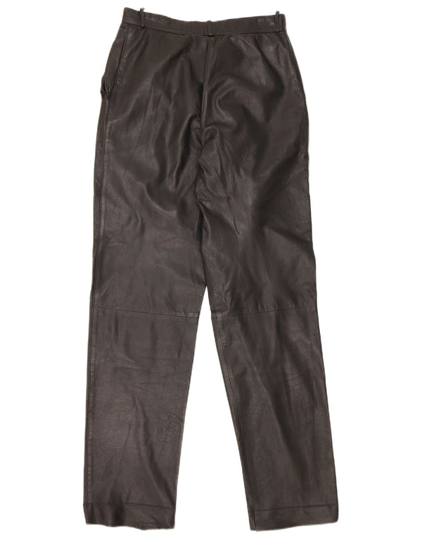 Pantalon en cuir droit femme vintage IT 44 Medium W26 L31 Cuir Noir