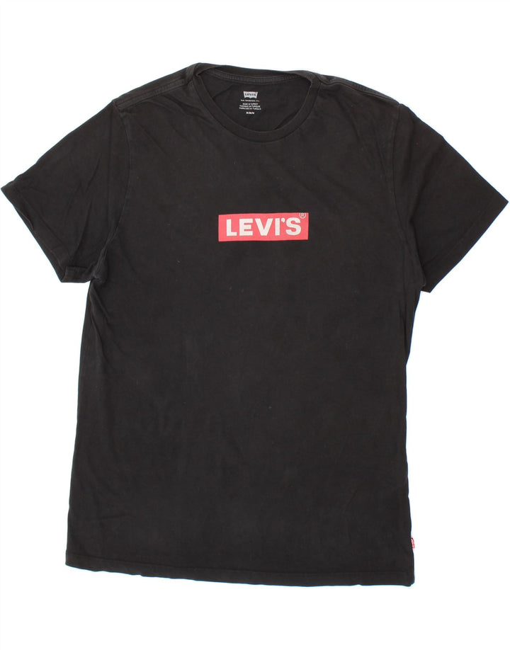 LEVI'S Mens Graphic T-Shirt Top Medium Black Cotton Vintage Levi's and Second-Hand Levi's from Messina Hembry 