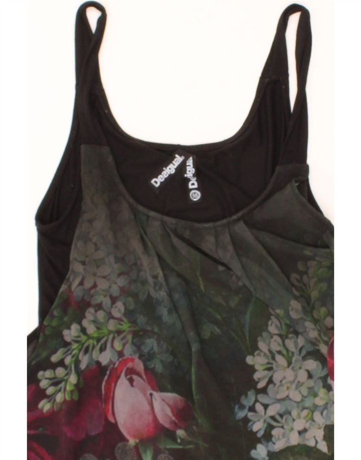DESIGUAL Womens Sleeveless Shift Dress EU 36 Small Black Floral Polyester Vintage Desigual and Second-Hand Desigual from Messina Hembry 