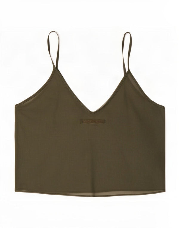 Top Crop See Through Zara pentru femei UK 12 Medium Khaki
