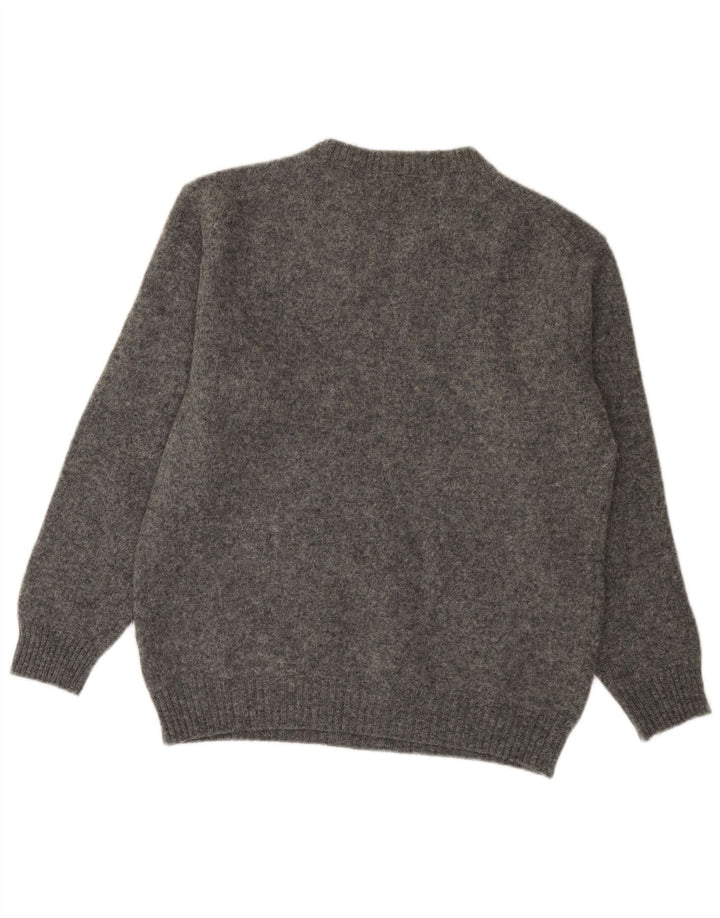 Benetton Boys Crew Neck Jumper Sweater 15-16 Years Large Grey Wool