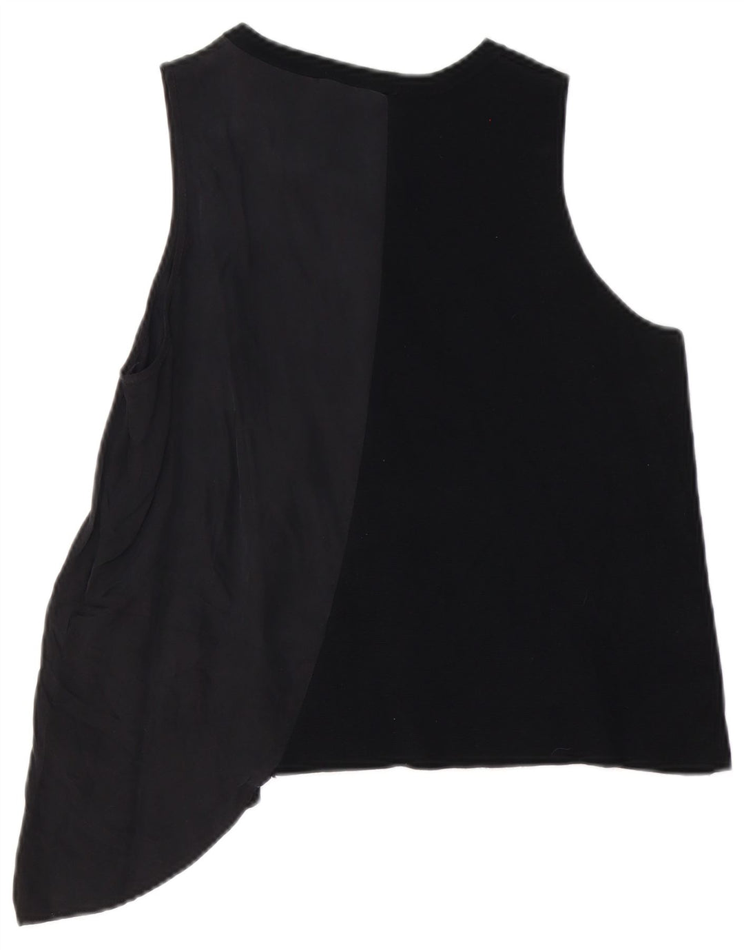 Zara Womens Asymmetric Vest Top UK 16 Large Black Cupro