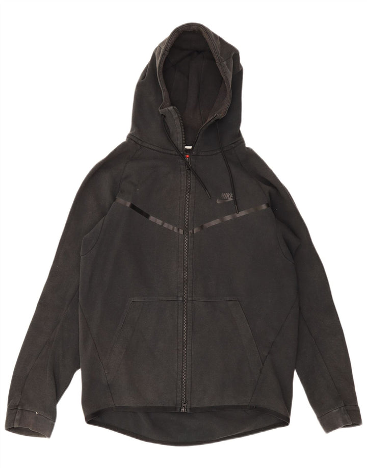 Maglione con cappuccio e zip da uomo NIKE in cotone grigio medio