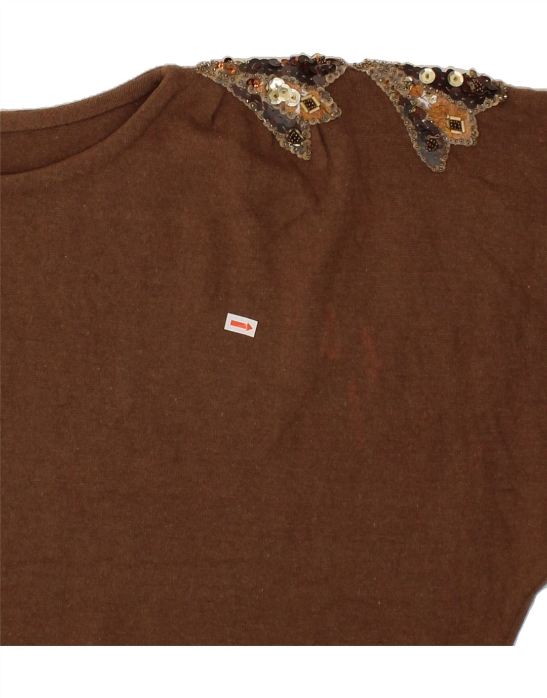 VINTAGE Womens Batwing Button Neck Jumper Sweater UK 16 Large Brown Vintage Vintage and Second-Hand Vintage from Messina Hembry 