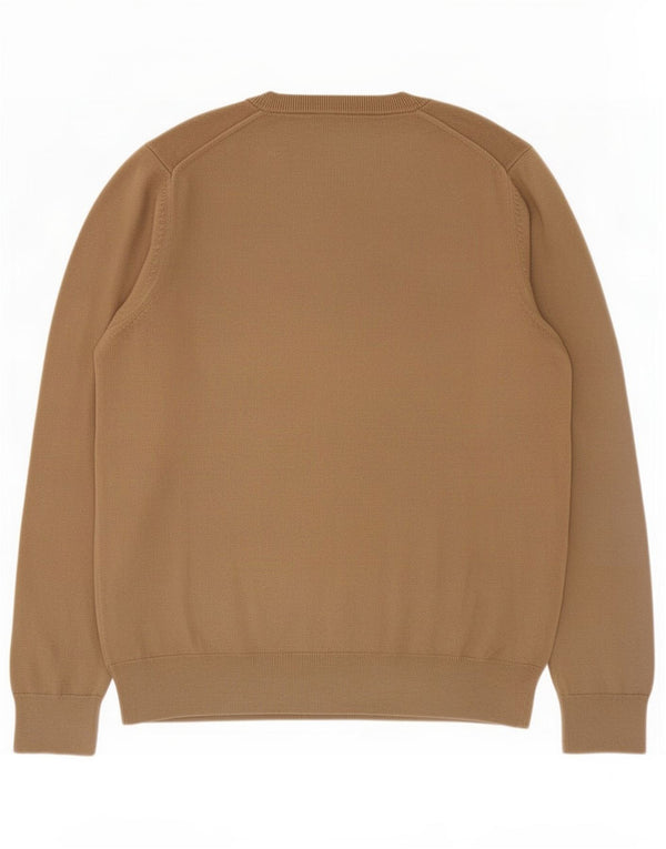 Marks & Spencer Mens V-Neck Jumper Sweater Large Beige Cotton