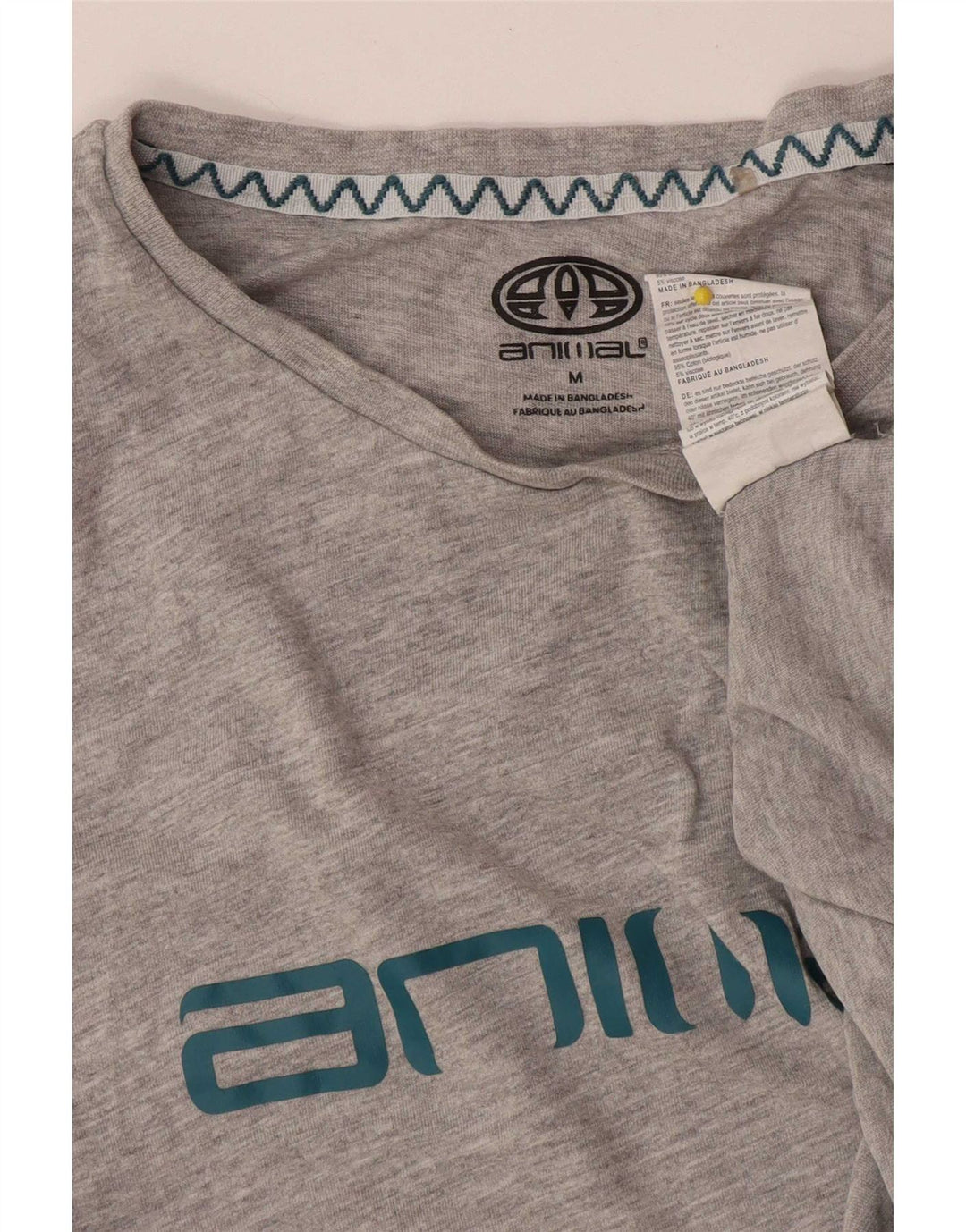 Animal Mens Graphic T-Shirt Top Medium Grey Cotton