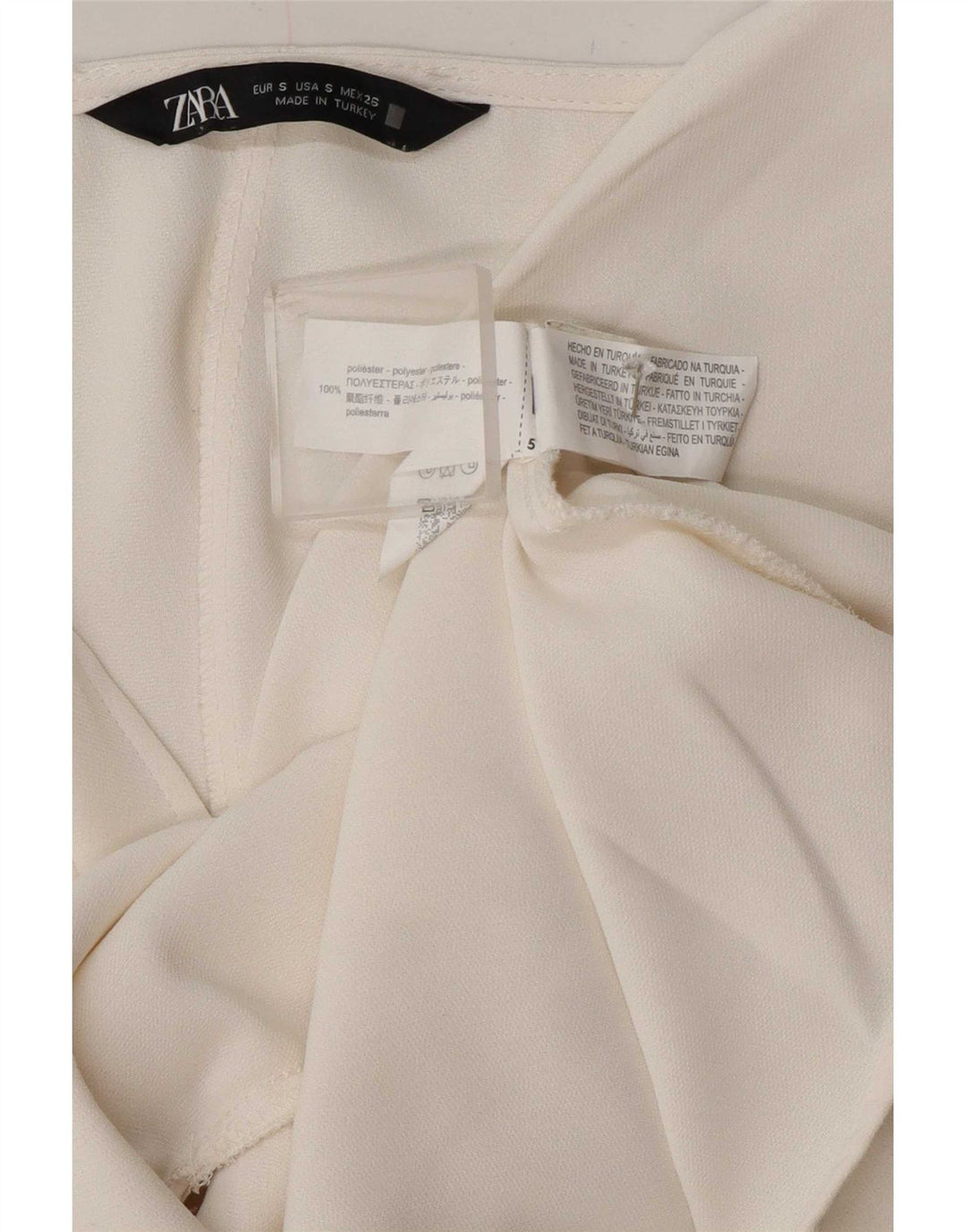 Zara Damen Bluse Top UK 10 Small Weiß Polyester
