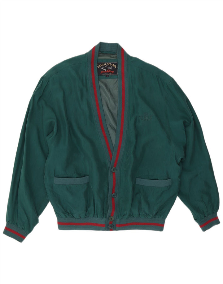 Paul & Shark Mens Yachting Bomber Jacket UK 38 Medium Green Silk