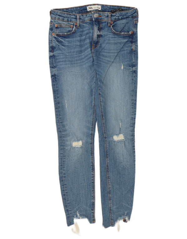 Zara Damen Distressed Skinny Jeans EU 40 Medium W30 L28 Blaue Baumwolle
