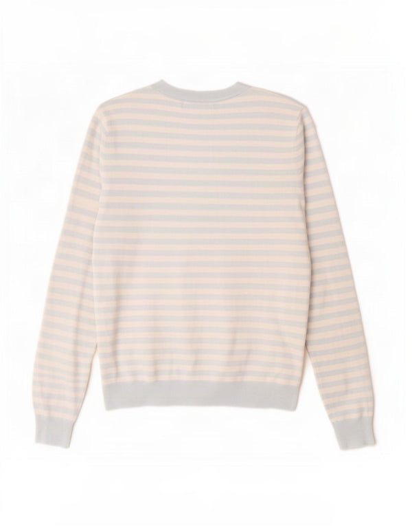 Maglione maglione con scollo a V da donna Tommy Hilfiger UK 12 a righe blu medio