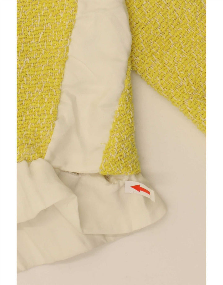 Jaqueta blazer feminina Zara com zíper completo Reino Unido 14 bloco colorido amarelo médio