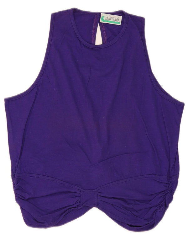 Camicetta vintage da donna con gilet, top UK 12, cotone viola medio