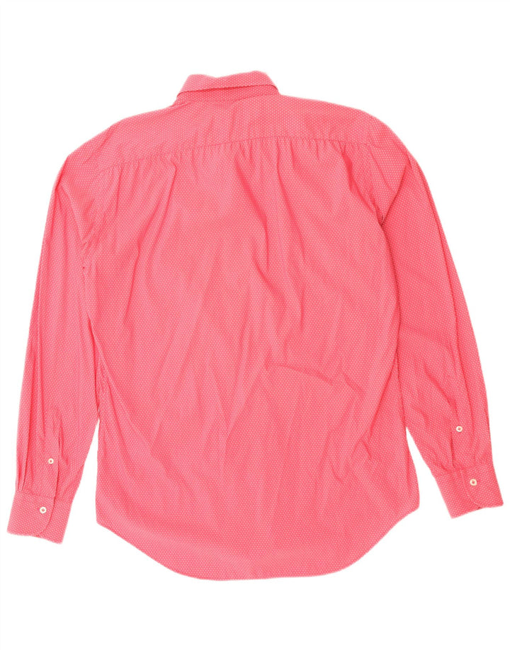FAY Mens Shirt Size 39 15 1/2 Medium Pink Spotted Cotton