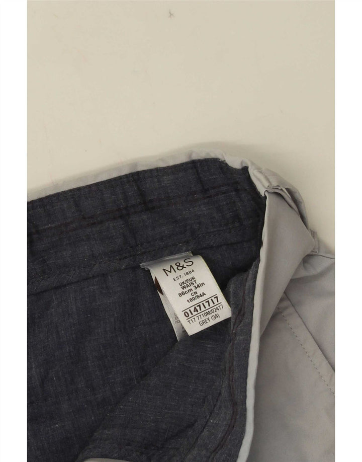 Marks & Spencer Mens Chino Shorts W34 Large Grey Cotton