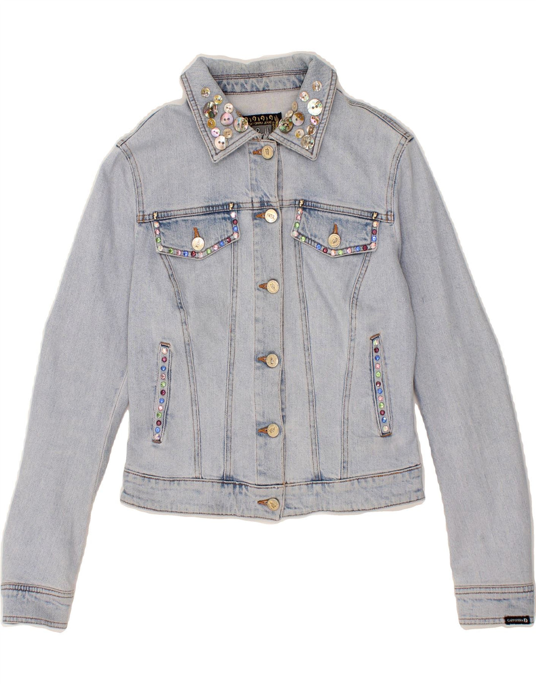 CAPPOPERA Womens Crop Denim Jacket IT 42 Medium Blue Cotton Vintage Cappopera and Second-Hand Cappopera from Messina Hembry 