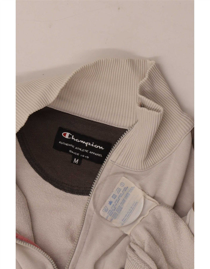 Champion Womens Tracksuit Top Jacket UK 12 Medium Off White Colourblock