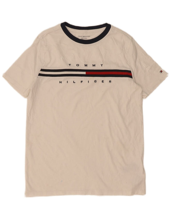 Tommy Hilfiger Boys Graphic T-Shirt Top 15-16 Years XL White Cotton