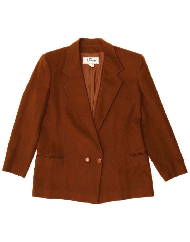 Genny Chaqueta Blazer de Doble Botonadura para Mujer UK 44 Lana Marrón Medio